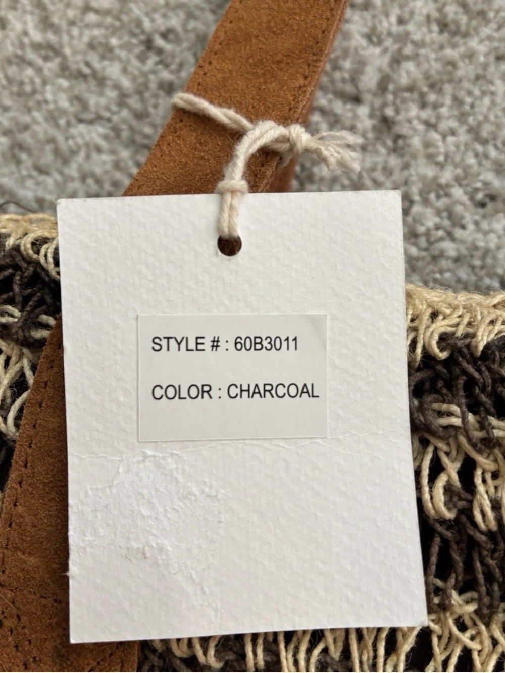 Macchia di Ruggine OVERSIZED SQUARE JUTE TOTE- CHARCOAL NWT! - Picture 3 of 13